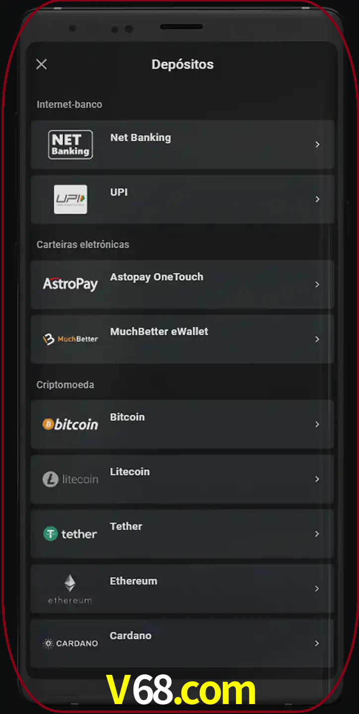 Você pode usar métodos alternativos de depósito.